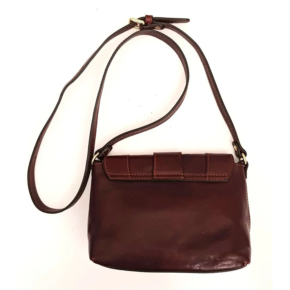 Floto Cognac Brown Leather Crossbody Bag Made in Italy 8X6